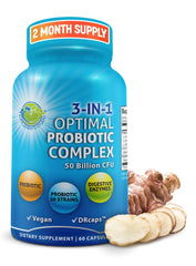 SUPPLEMENTS STUDIO probiotic bottle highlighting 10 strains and prebiotic for gut support