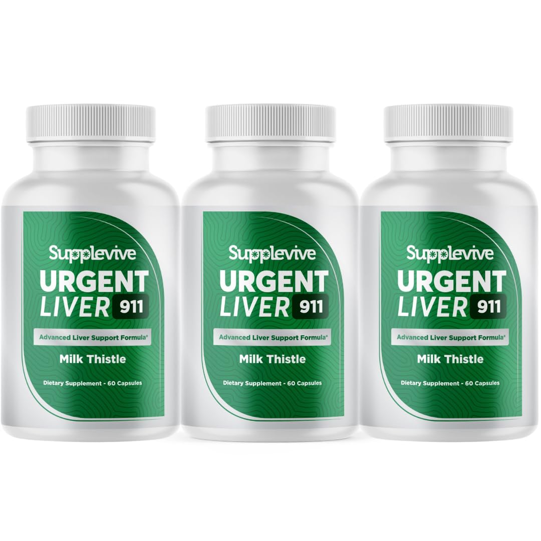 Supplevive Urgent Liver 911 bottle and capsules for daily liver support.