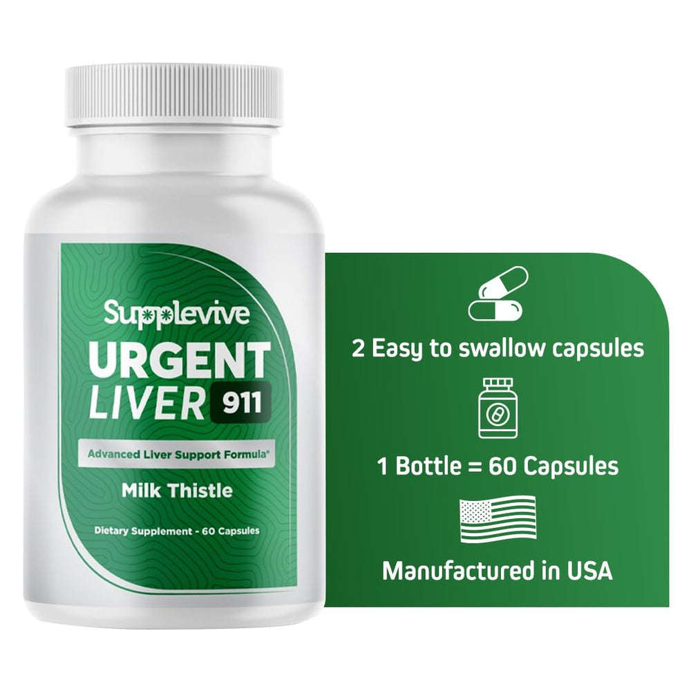 Supplevive Urgent Liver 911 with milk thistle ingredients highlighted.