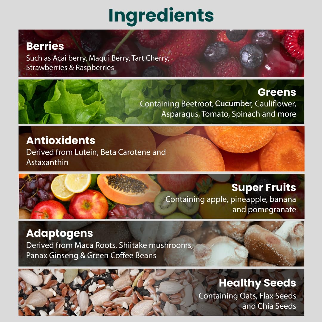 SUPPLY6 360 Greens powder mix in juice; energy support without jitters.