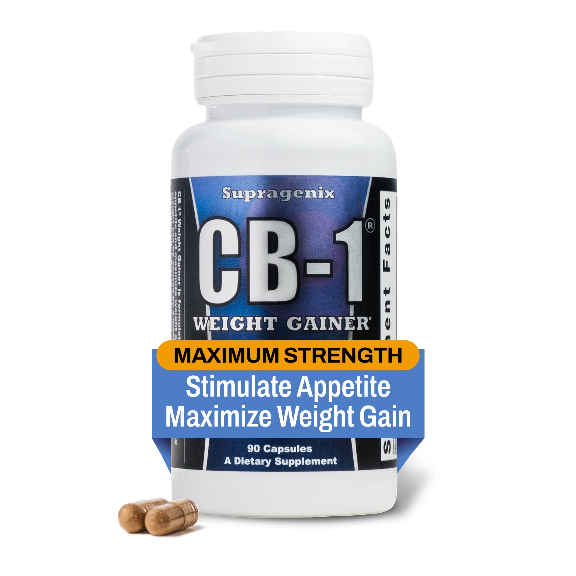 Supragenix CB-1 bottle front view highlighting the weight gain formula