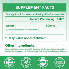 SUPRANOURISH NMNH capsules for daily use, 800 mg per serving, easy routine