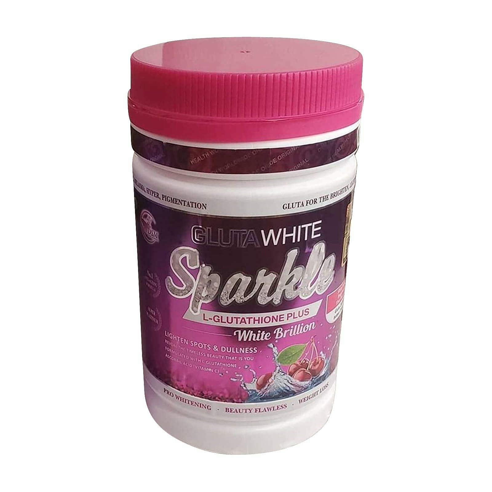Supream Gluta White Sparkle bottle shows daily dose for radiant skin support.