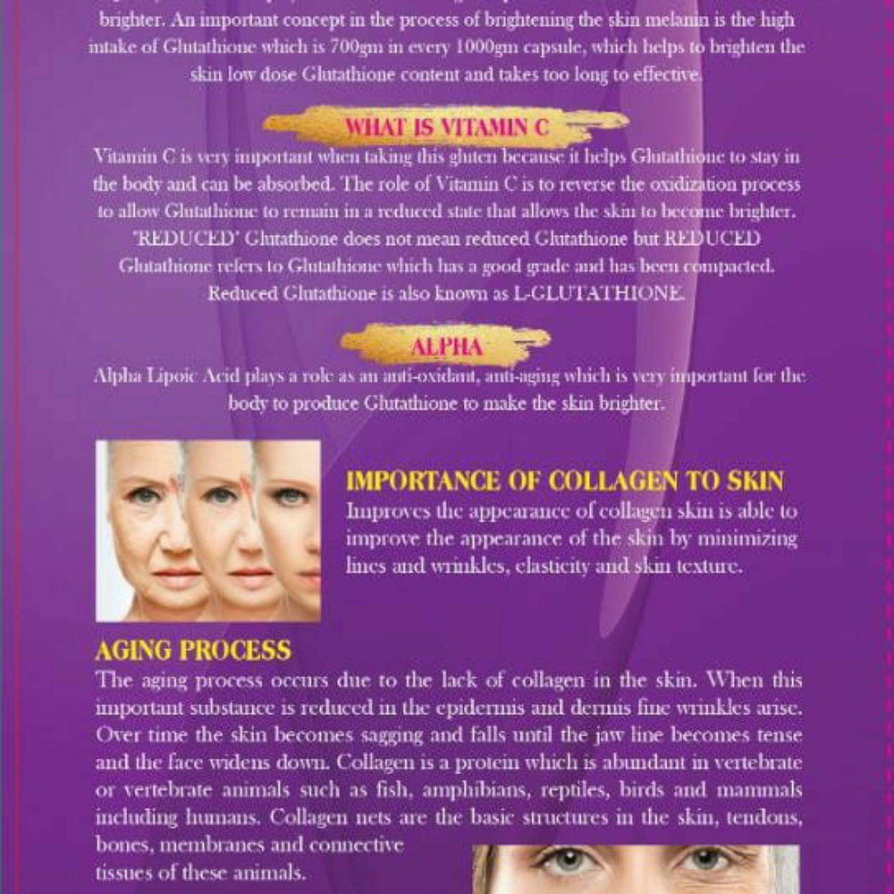 Supream Gluta White Sparkle label packaging emphasizes premium formula and quality.