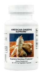 Supreme Nutrition American Ginseng bottle with 60 capsules for daily vitality.