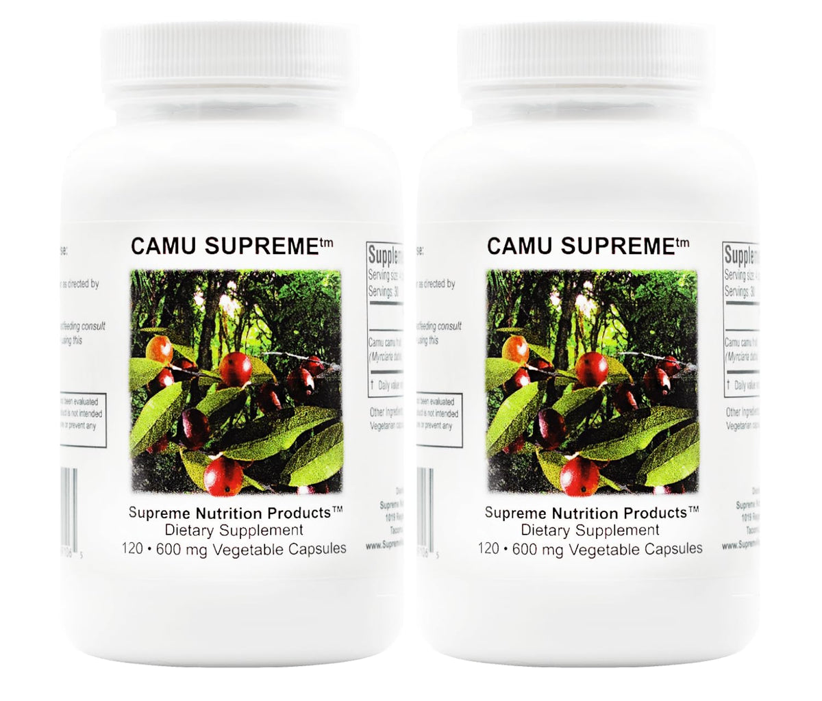 Supreme Nutrition Camu Supreme bottle front with capsules for daily wellness