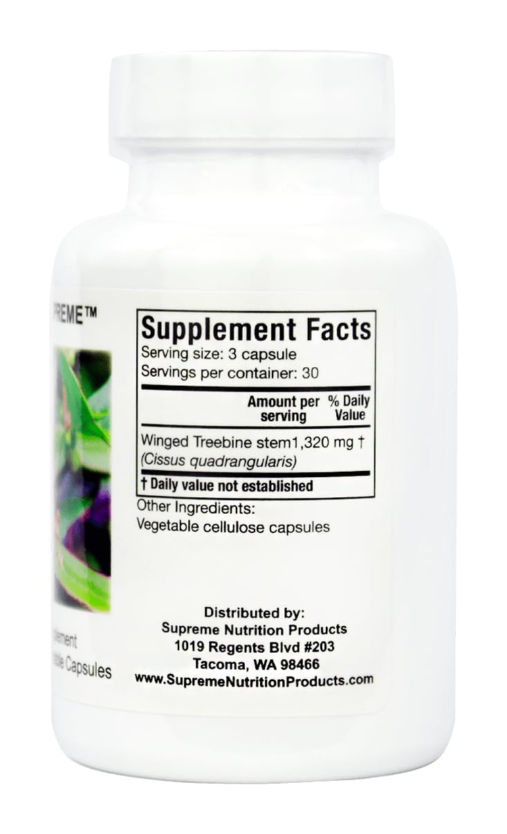 Close-up of Supreme Nutrition Cissus Supreme capsules shows a pure vegetarian formula for daily use.