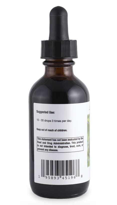 Close-up of the tincture label highlighting elderberry fruit content.