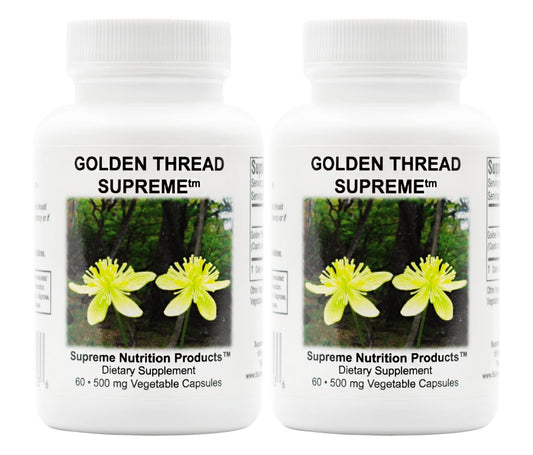 Supreme Nutrition Golden Thread Supreme bottle with capsules for daily wellness.