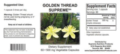 Close-up of Golden Thread Supreme capsules showing pure Coptis chinensis content for daily use.