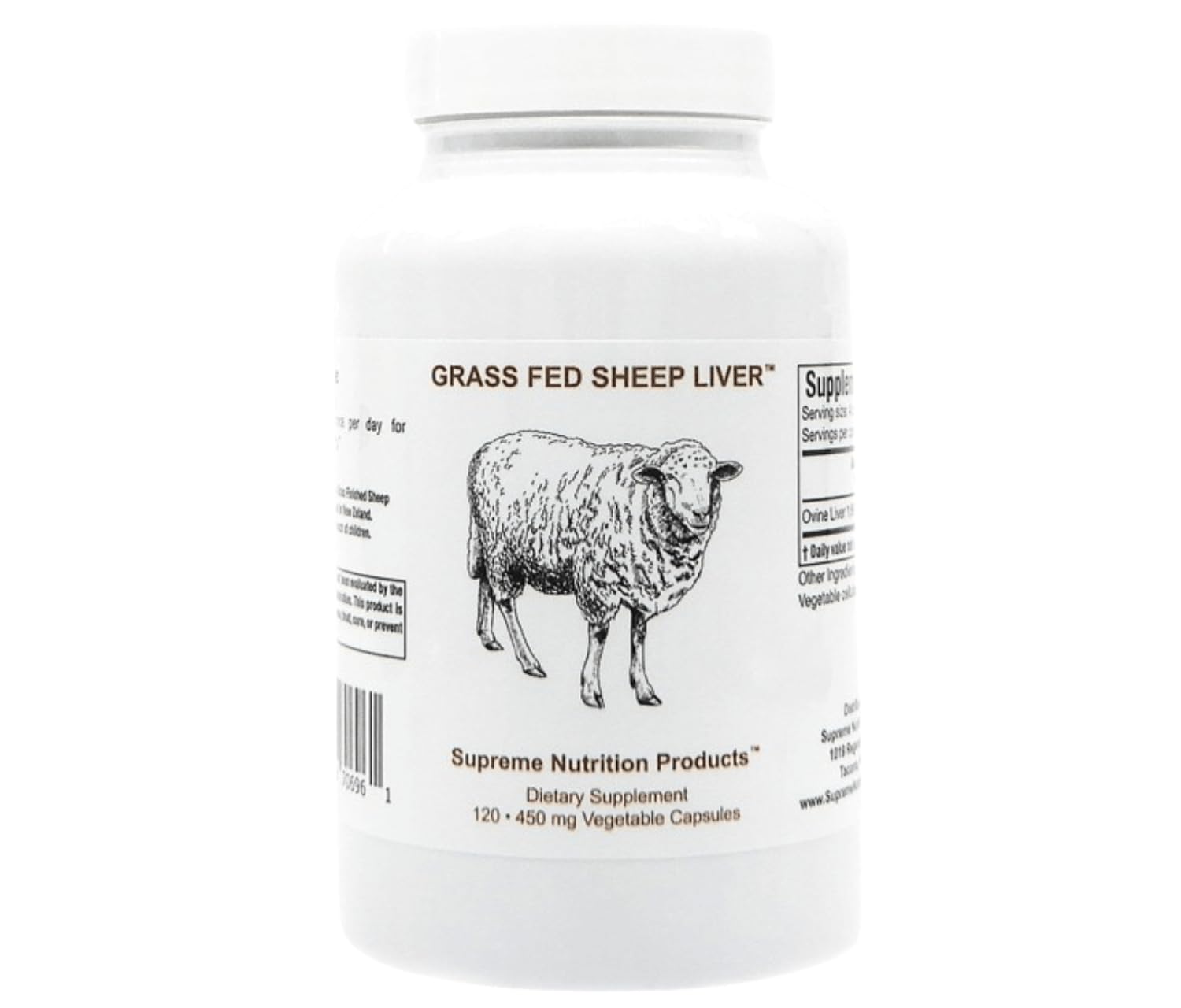 Supreme Nutrition Grass-Fed Sheep Liver capsules hero image showing 100% pure ovine liver for everyday support