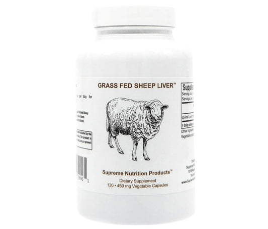 Supreme Nutrition Grass-Fed Sheep Liver capsules hero image showing 100% pure ovine liver for everyday support