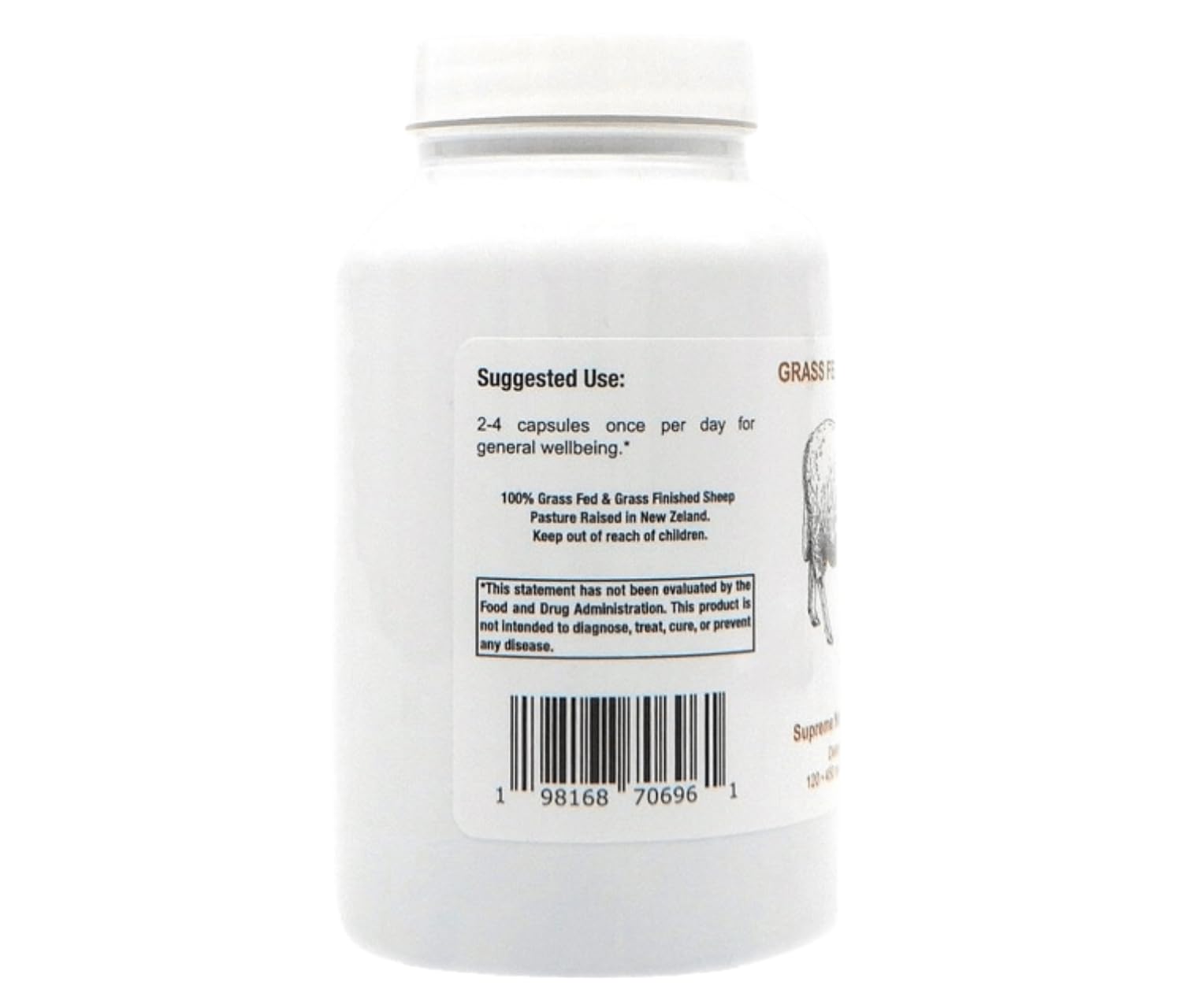 Supreme Nutrition Grass-fed sheep liver capsules on pantry shelf for daily convenience