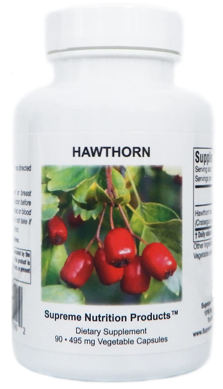 Supreme Nutrition Hawthorn bottle front view for daily wellness support.