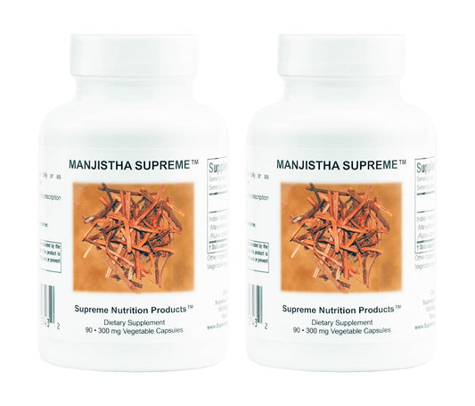 Supreme Nutrition Manjistha Supreme capsules bottle for daily wellness support.