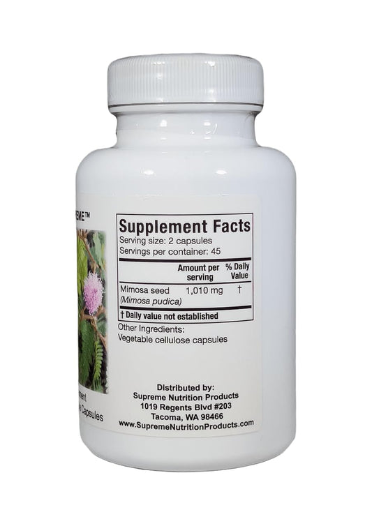 Mimosa Supreme capsules close-up, compact and easy to swallow