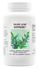 Supreme Nutrition Olive Leaf Supreme bottle with capsules for daily wellness support.