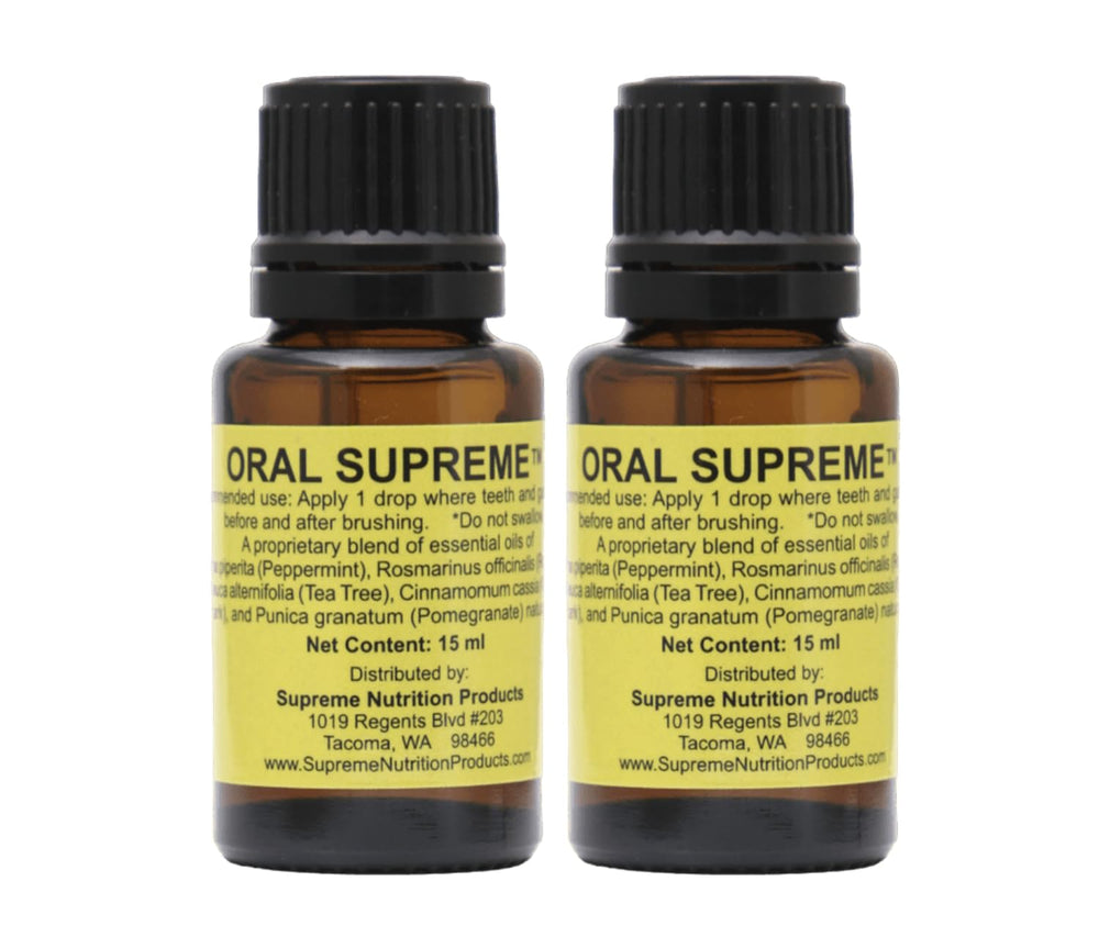 Supreme Nutrition Oral Supreme bottle front view, providing fresh breath with peppermint and cinnamon.