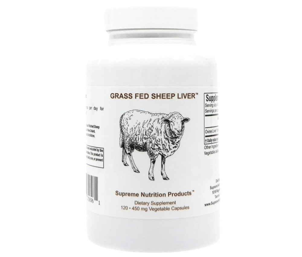 Supreme Nutrition Ovine liver capsules close-up highlighting small, easy-to-swallow capsules