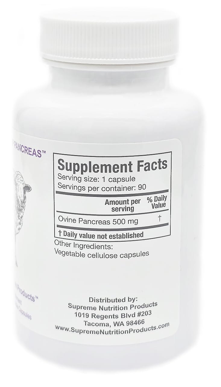 Supreme Nutrition pancreas capsules packaging showing purity and batch transparency