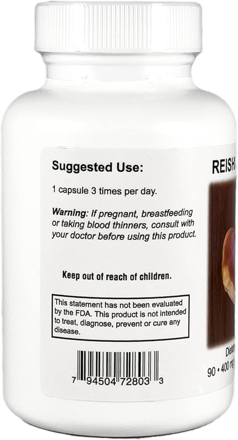 Supreme Nutrition Reishi Supreme label—lab-tested quality and cGMP compliance.