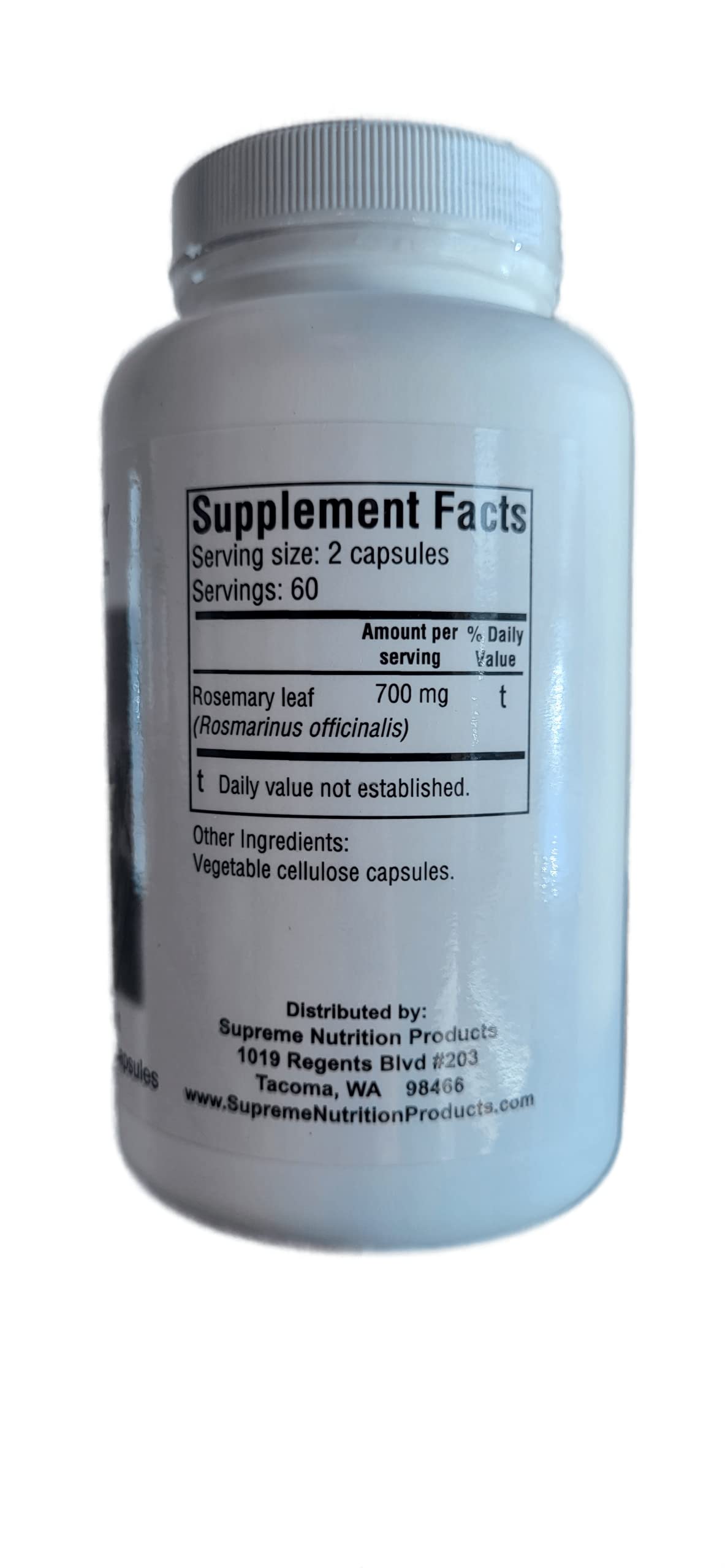 Supreme Nutrition Rosemary Supreme bottle front displays product name and 120 vegetarian capsules