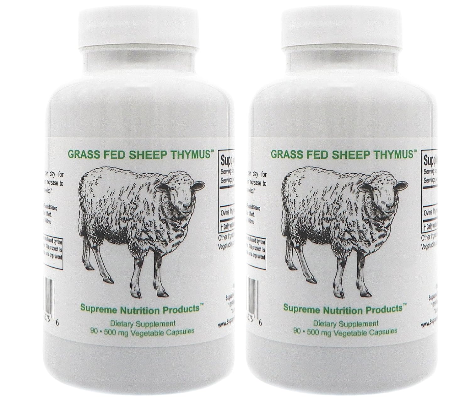 Supreme Nutrition Sheep Thymus bottle with 90 capsules for daily vitality