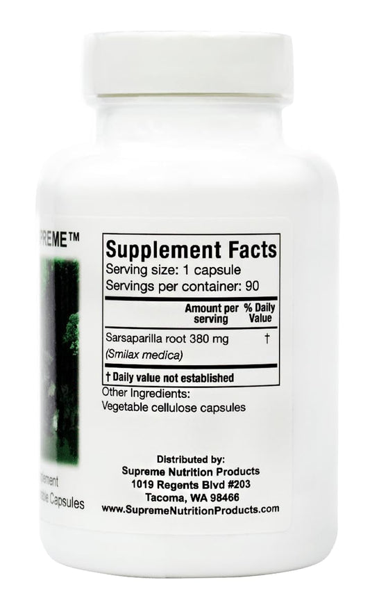 Smilax Supreme capsules on display highlight vegetarian capsules for clean supplementation.