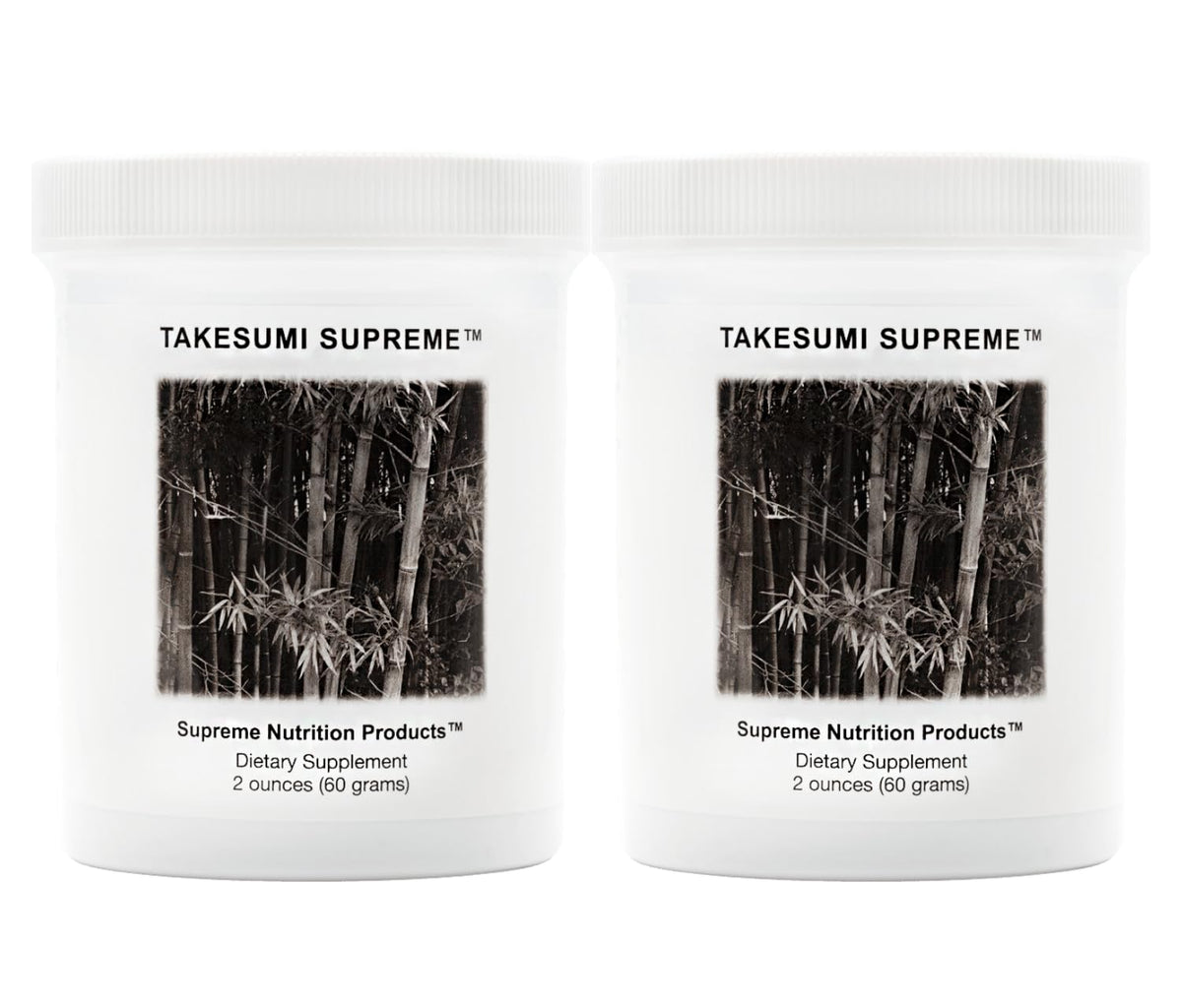 Supreme Nutrition Takesumi Supreme activated bamboo charcoal powder in a labeled jar