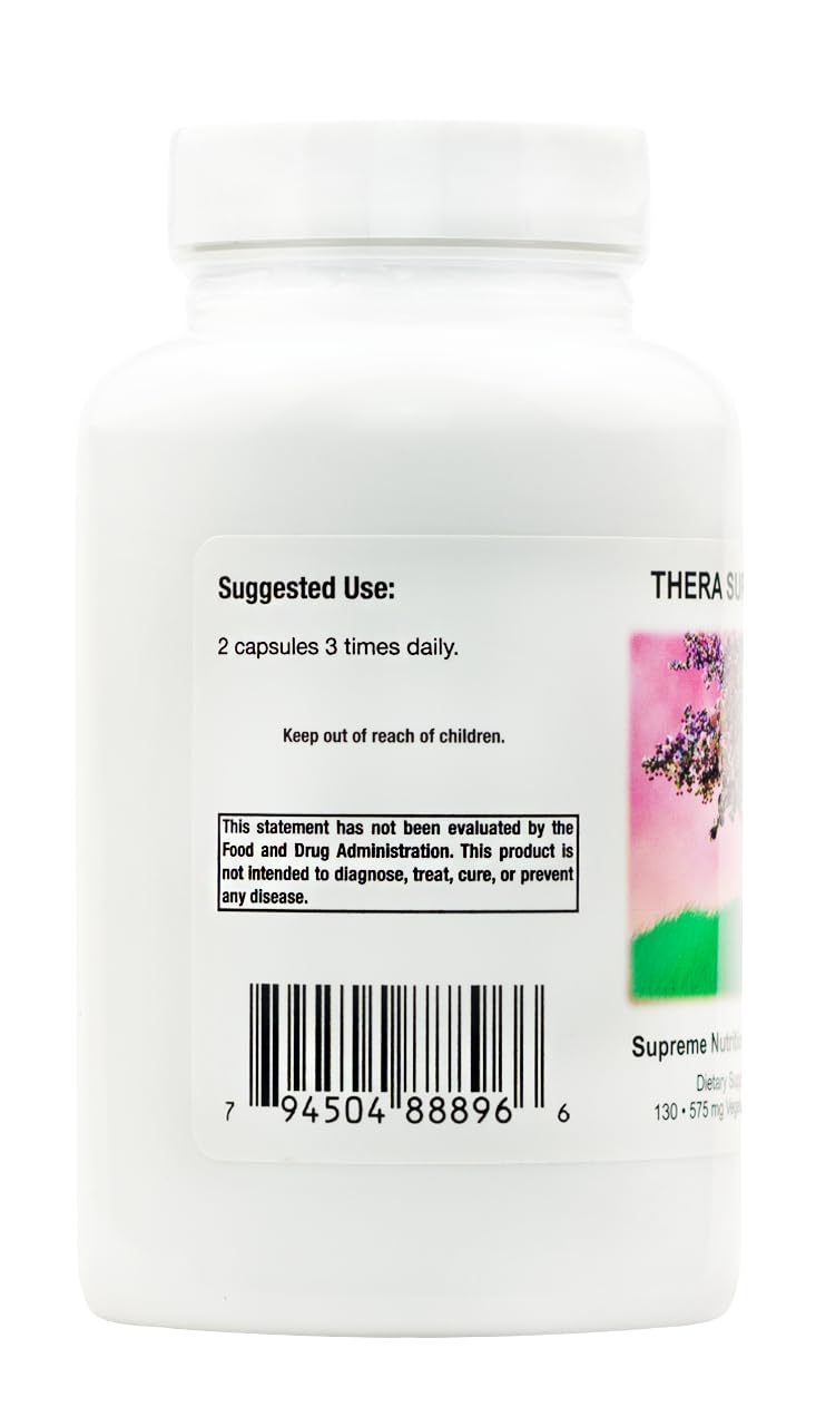 Supreme Nutrition Thera Supreme close-up of a vegetarian capsule highlighting pure herb contents