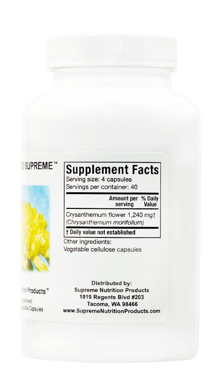 Supreme Nutrition Vital Guard Supreme label highlights chrysanthemum purity.