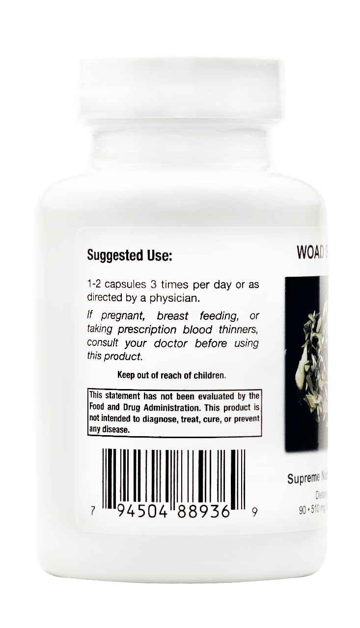 Closeup of Supreme Nutrition Woad Supreme capsules highlighting purity and filler-free formulation