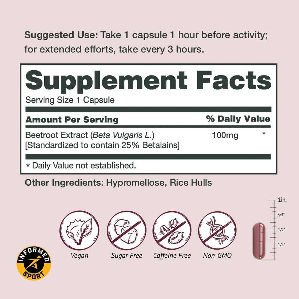 Sur AltRed beet capsules beside water bottle illustrating recovery support.