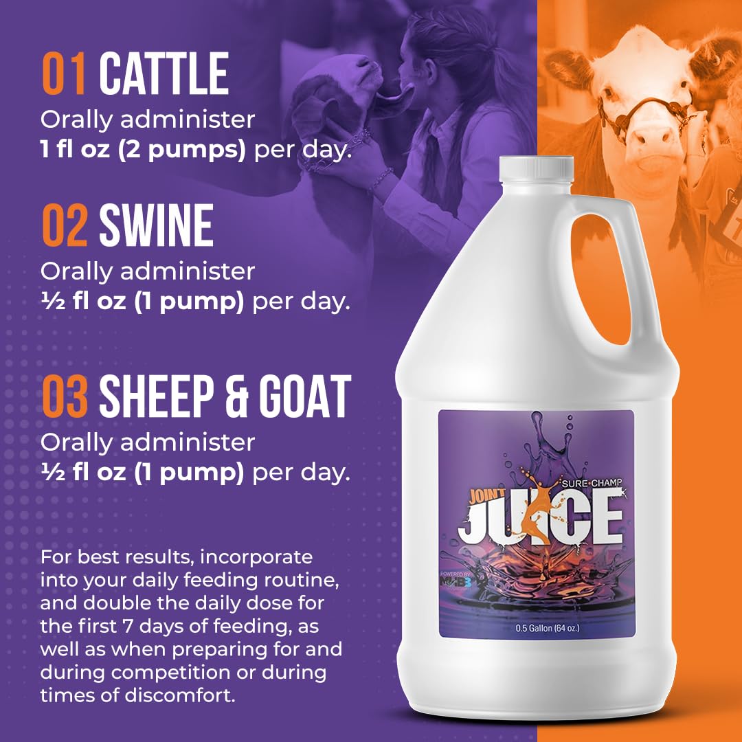 Livestock in a barn scene using Joint Juice for mobility support.