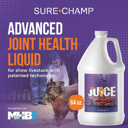 Sure Champ Joint Juice top-dressed on feed for easy administration.