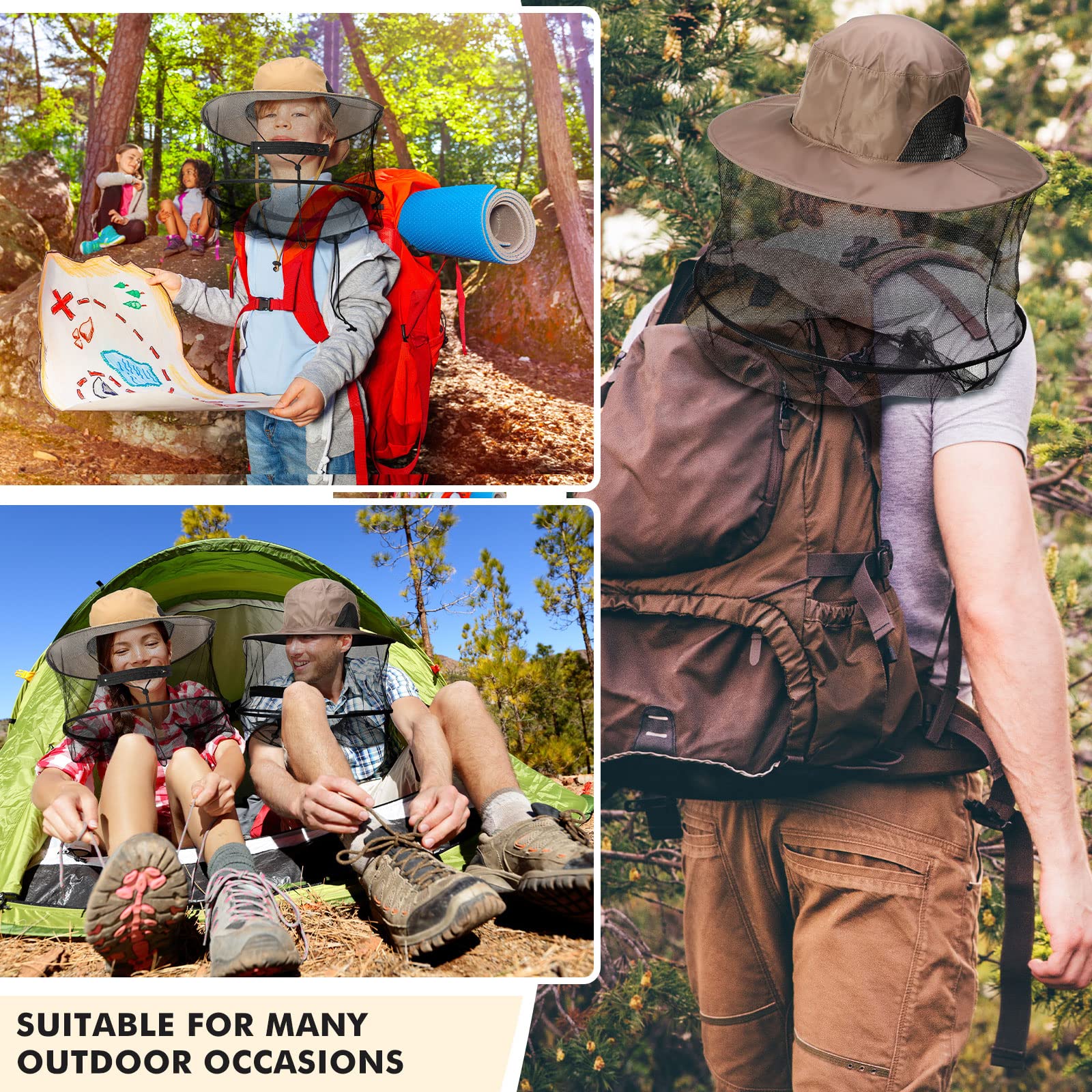 Sureio mosquito net hat light gray front view versatile for beekeeping and hiking