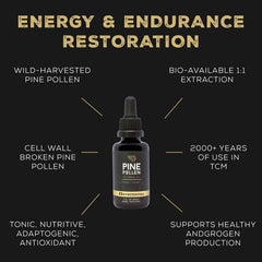 Surthrival Pine Pollen Gold label detail highlighting wild harvest