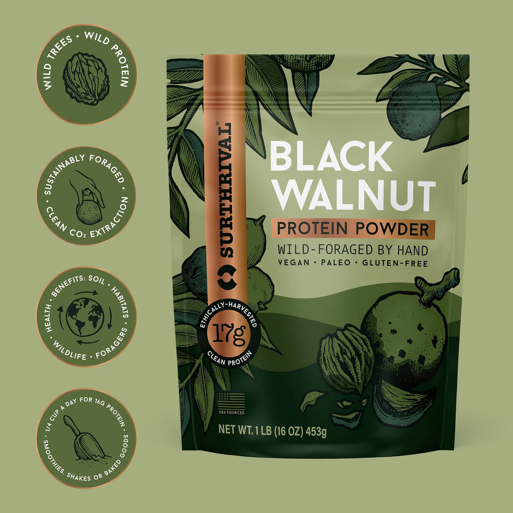 Surthrival powder pouring into smoothie demonstrates easy daily-use integration.