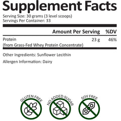 Survival Grocery whey protein powder with scoop, convenient serving for baking and smoothies.