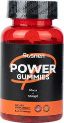 Susnen Power Gummies bottle with maca and shilajit label, suggesting energy support.