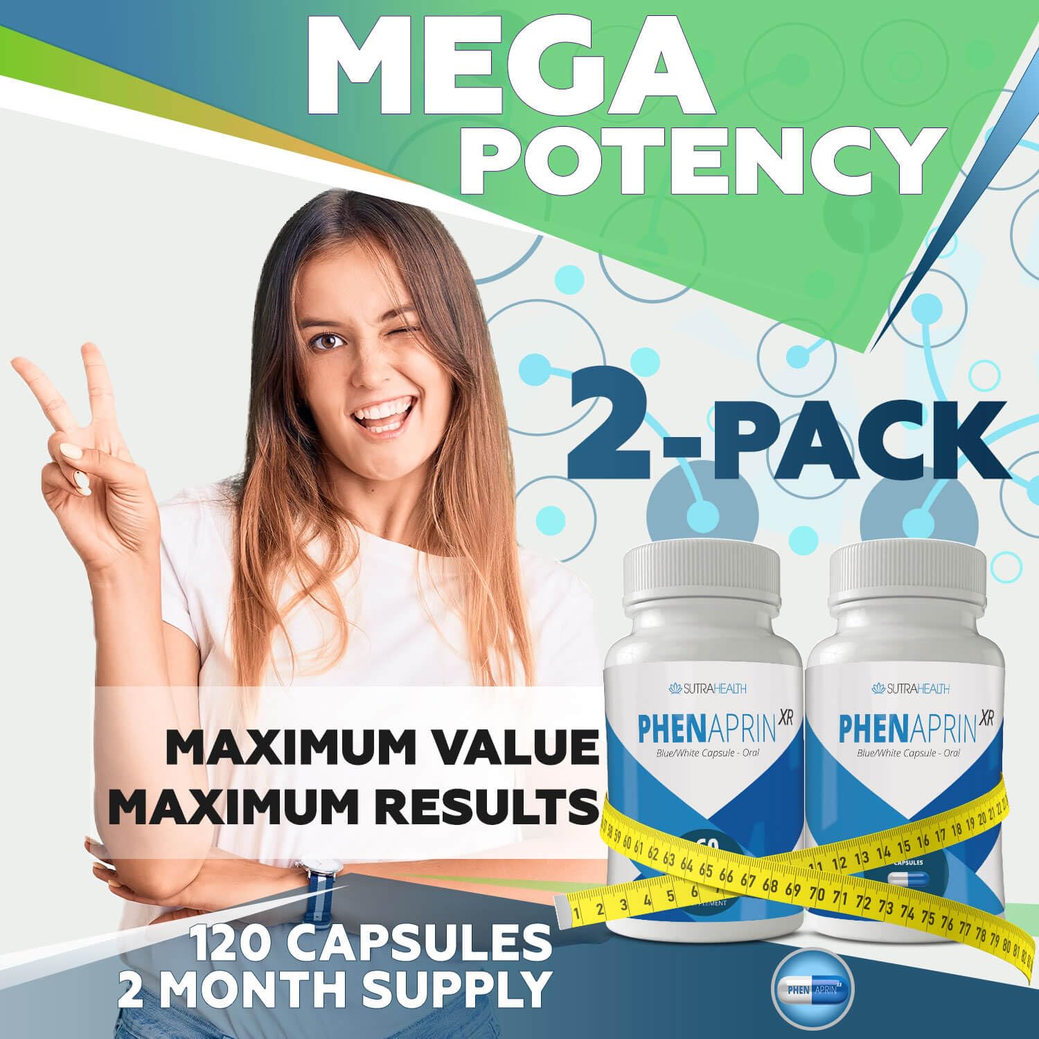 SutraHealth PhenAprin XR box packaging indicates a two-month supply.