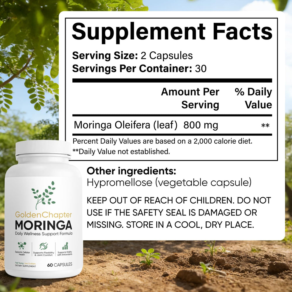 SUUDUUL Golden Chapter Moringa leaf ingredient shot for plant-based nutrition