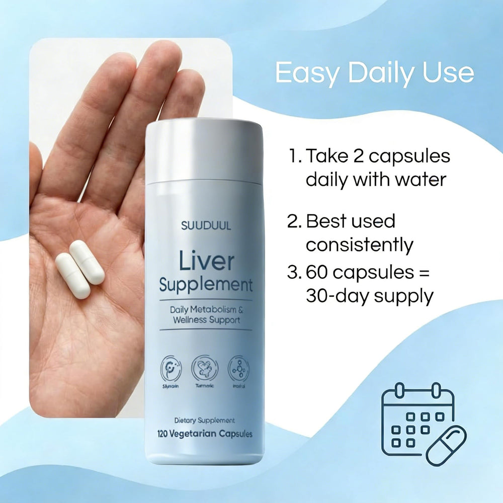 SUUDUUL Liver Support vegan capsules; gluten-free and easy to swallow