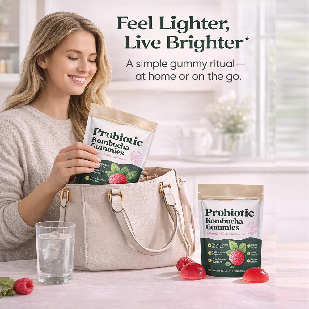 SUUDUUL Probiotic Kombucha Gummies pack is convenient for daily use and travel.