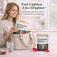 SUUDUUL Probiotic Kombucha Gummies pack is convenient for daily use and travel.
