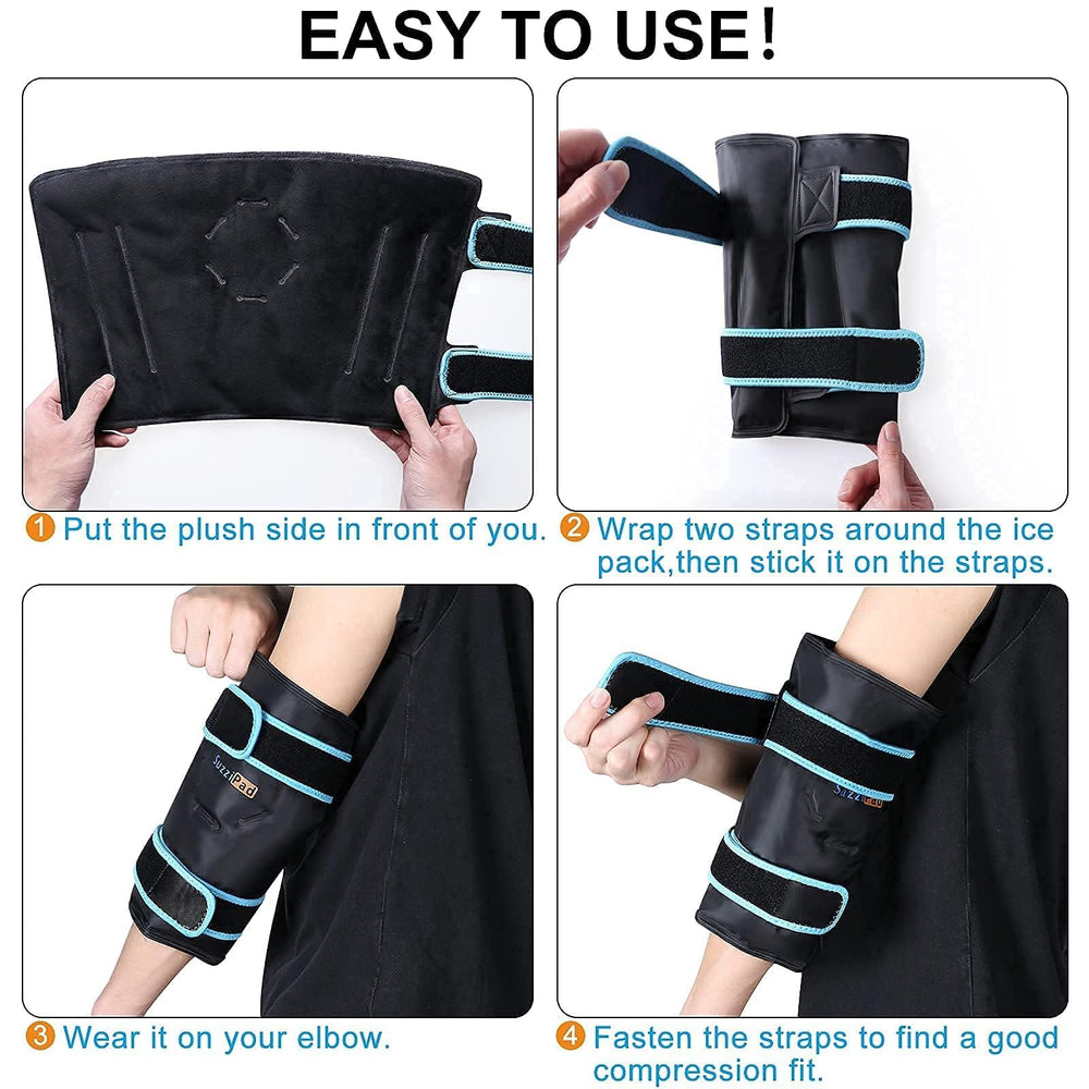 SuzziPad elbow wrap in use during activity for targeted relief