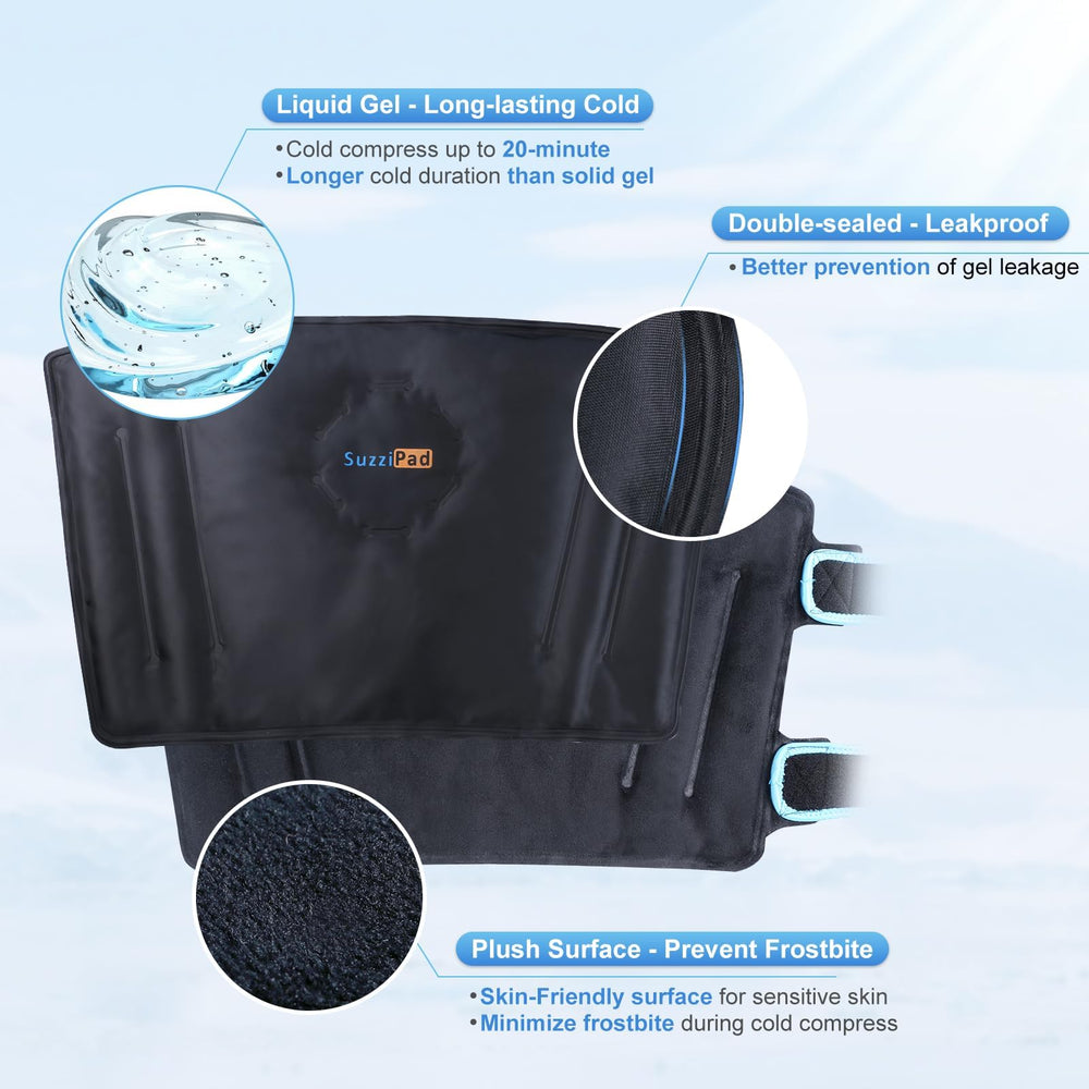 SuzziPad elbow wrap with Velcro straps for a secure hands-free fit
