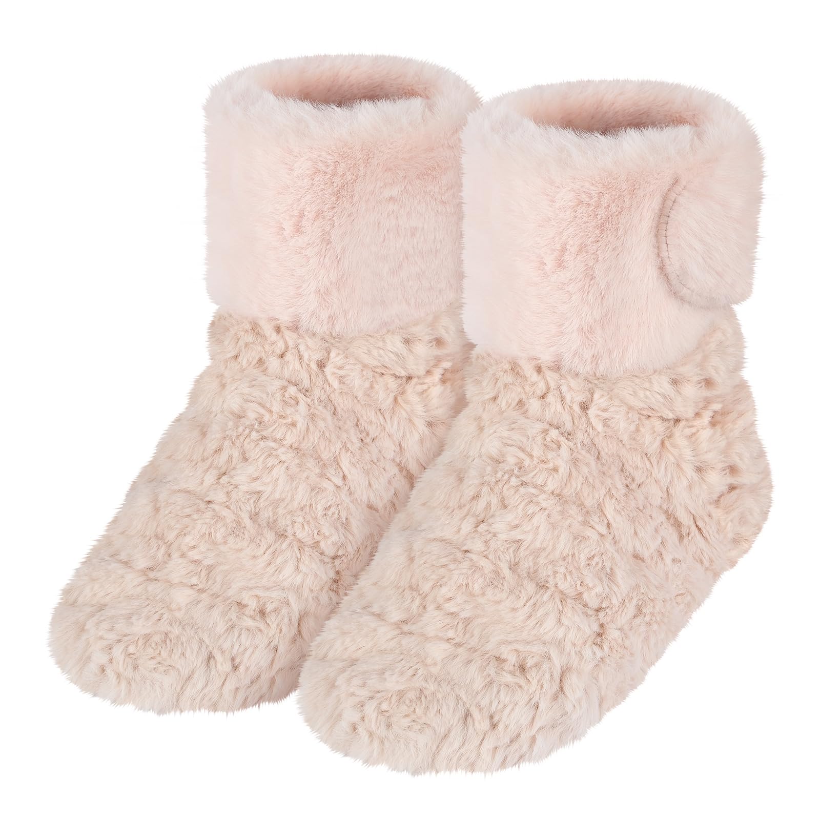 Suzzipad microwavable booties close-up showing plush interior for soothing warmth