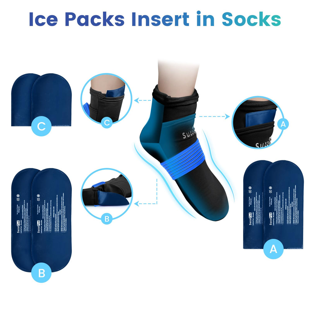 SuzziPad replacement ice gel packs 10-piece set ready for continuous cooling sessions.