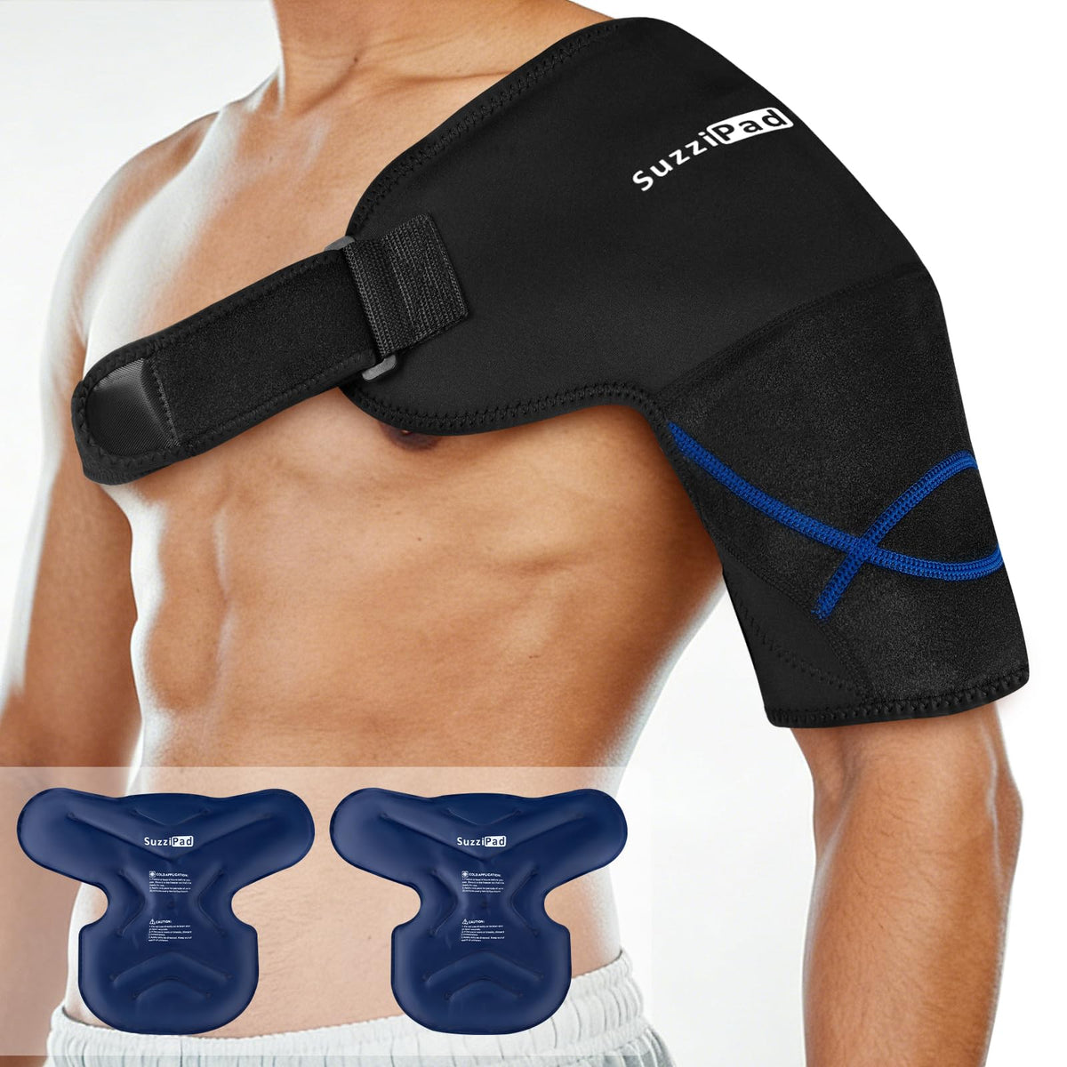 SUZZIPAD shoulder cold pack contours for targeted relief.